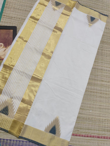 Premium Kuthampully  HandLoom Saree With Temple Borders - FestiveEdit