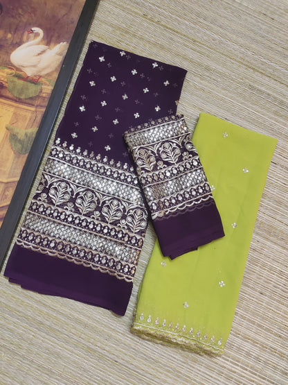 Georgette Dhavani Set With All-Over Sequence Work