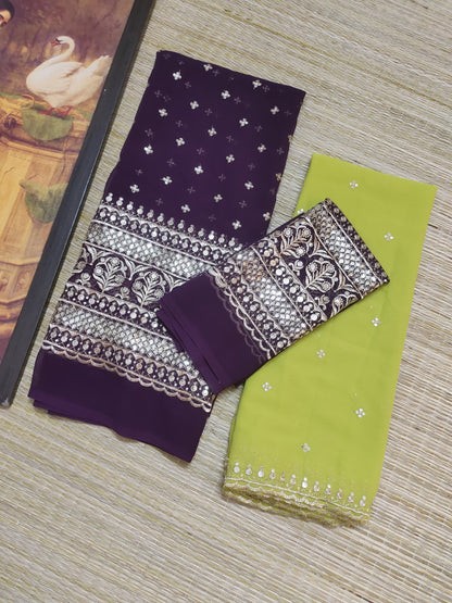 Georgette Dhavani Set With All-Over Sequence Work