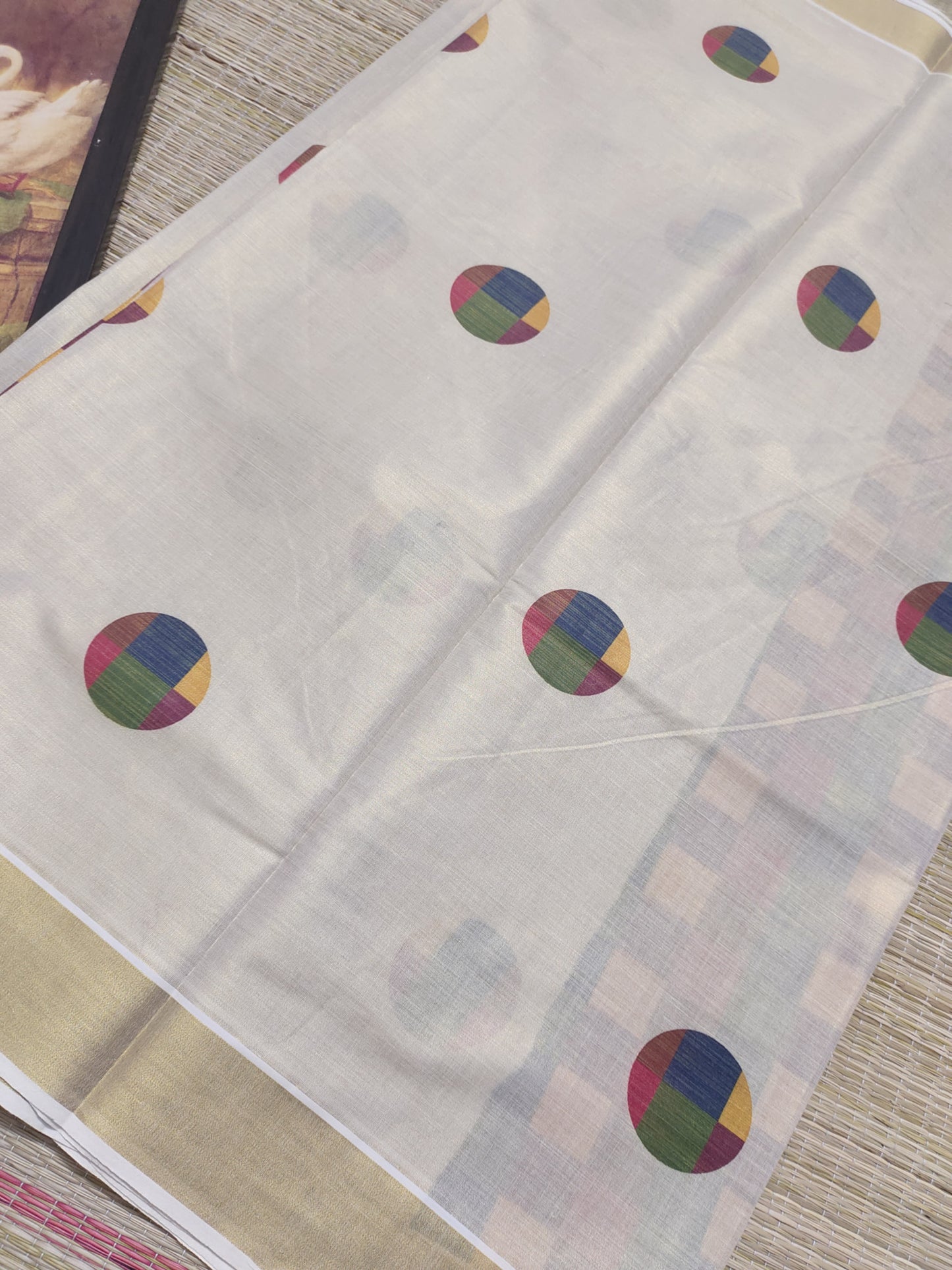 Premium Tissue Saree With Digital Printed Madras Check