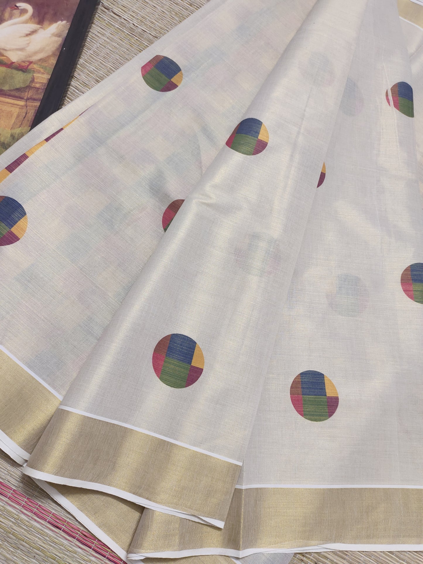 Premium Tissue Saree With Digital Printed Madras Check