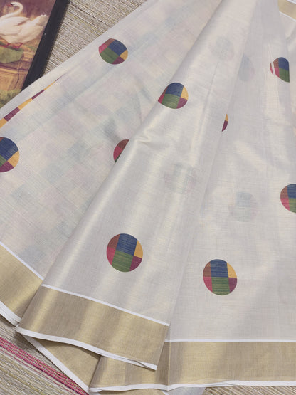 Premium Tissue Saree With Digital Printed Madras Check