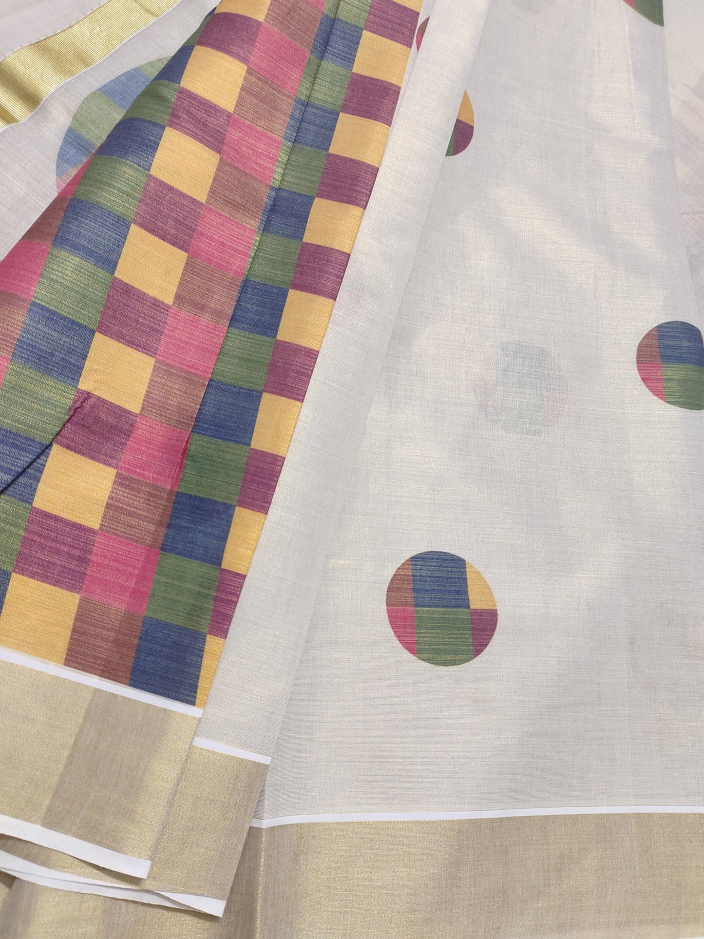 Premium Tissue Saree With Digital Printed Madras Check