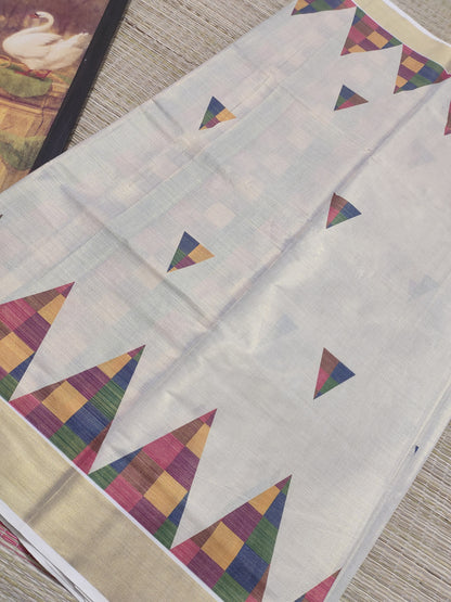 Premium Tissue Saree With Digital Printed Madras Check