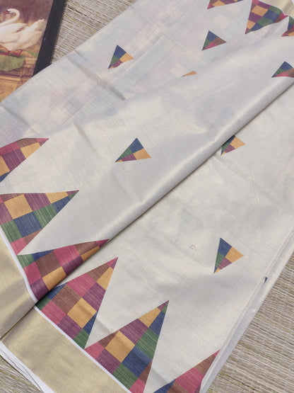 Premium Tissue Saree With Digital Printed Madras Check
