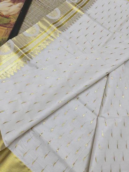Premium Cotton Saree With All-Over Rain Drop Woven Butta