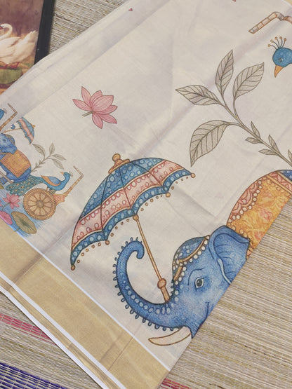 Premium Tissue Saree With All-Over Pichwai Digital Prints