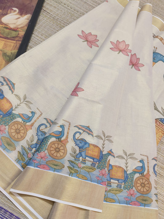 Premium Tissue Saree With All-Over Pichwai Digital Prints