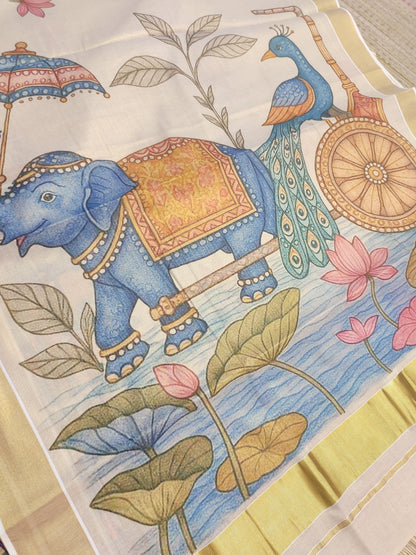 Premium Tissue Saree With All-Over Pichwai Digital Prints
