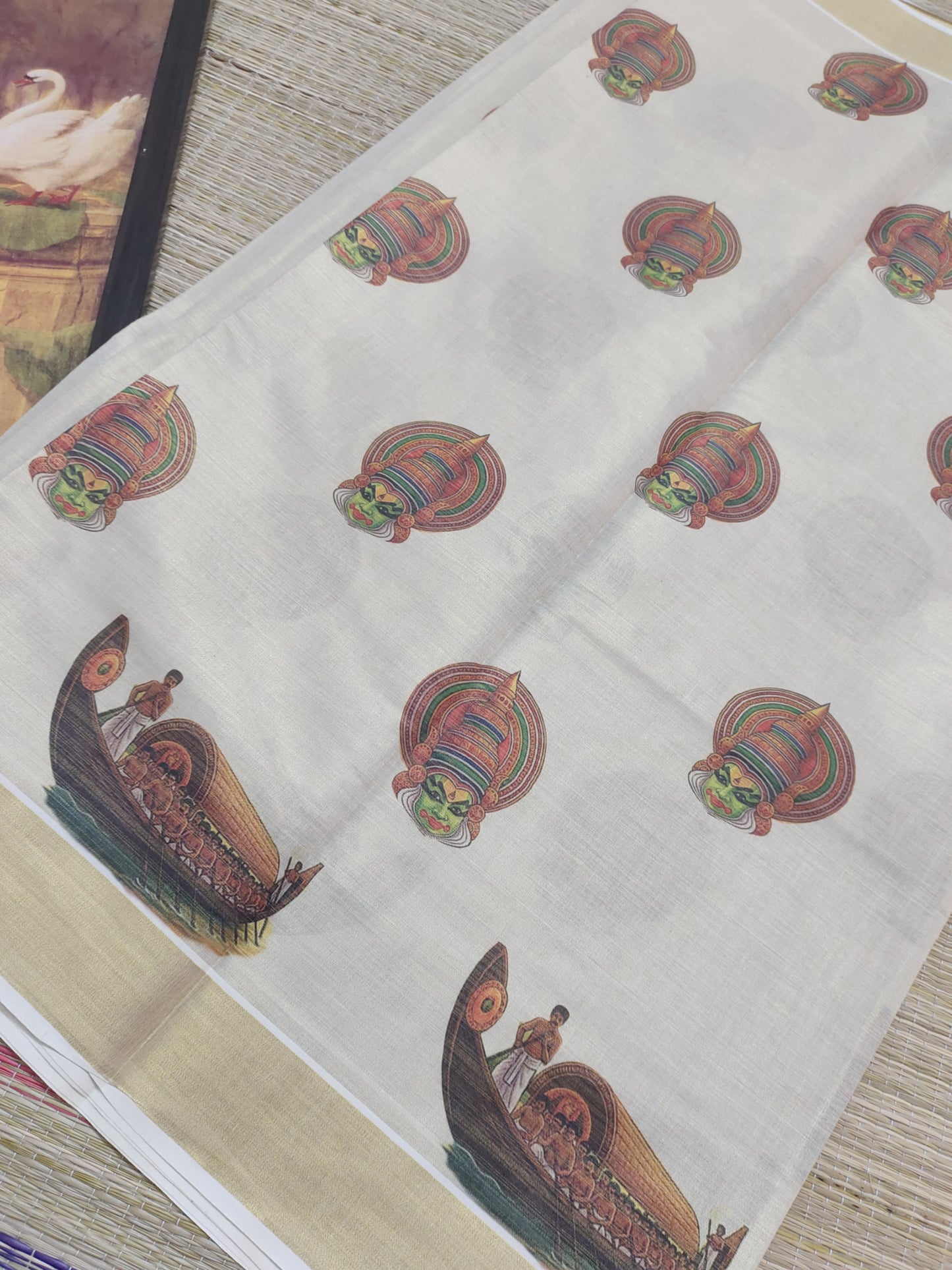 Festive Edit - Premium Tissue Saree With All-Over Digital Printed Kathakali And Vallamkali