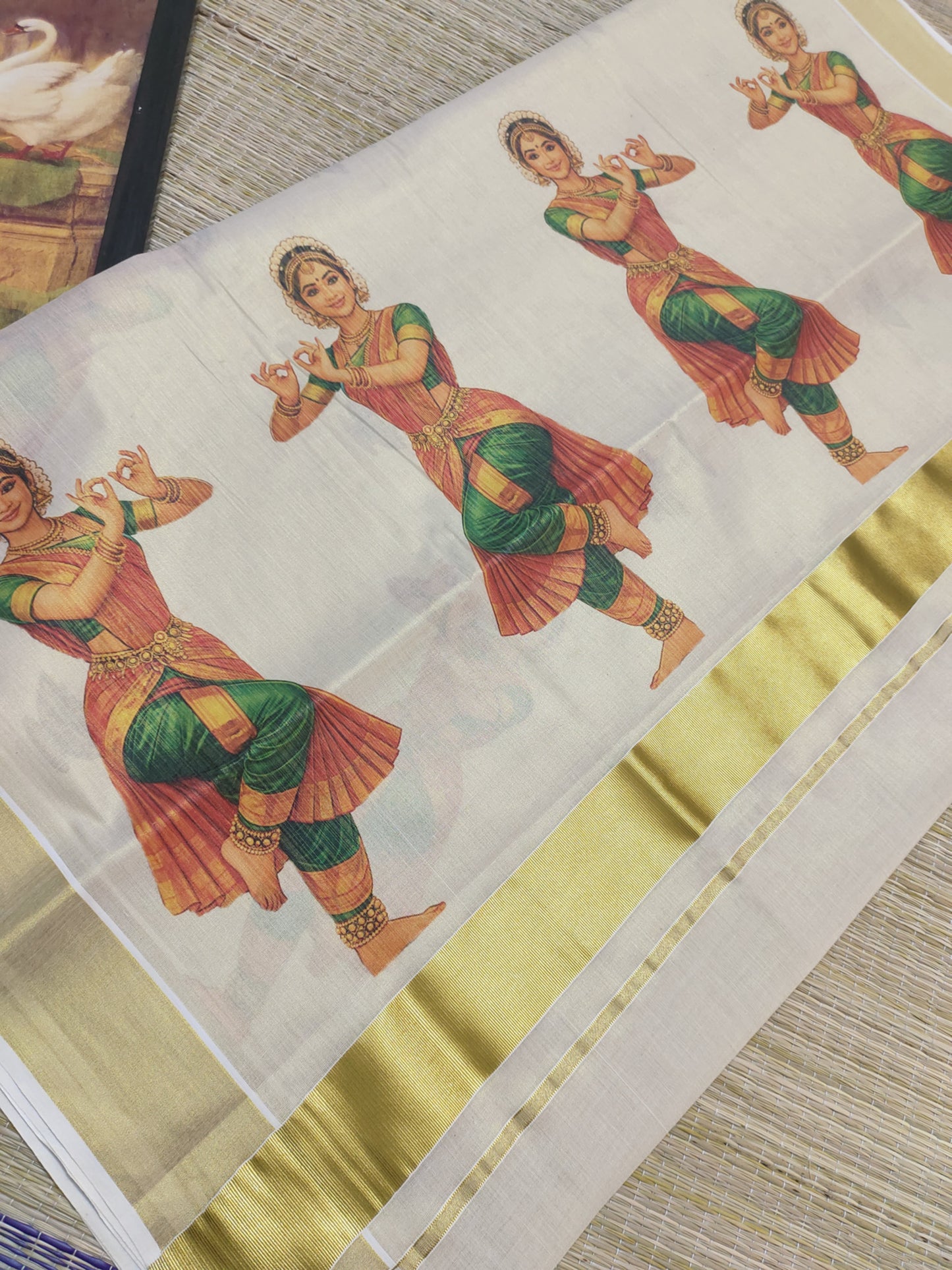 Premium Tissue Saree With Digital Printed Classical Dance Prints
