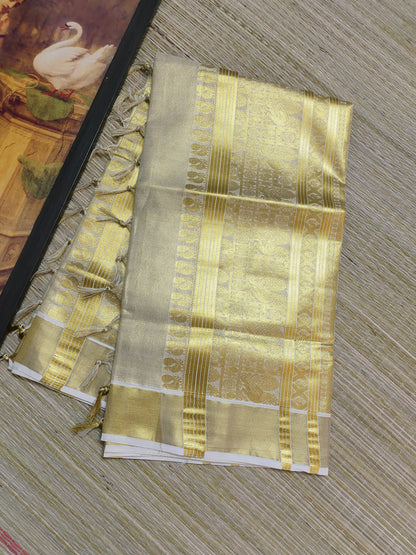 Premium Kanjivaram Inspired Gold Tissue Bridal Saree