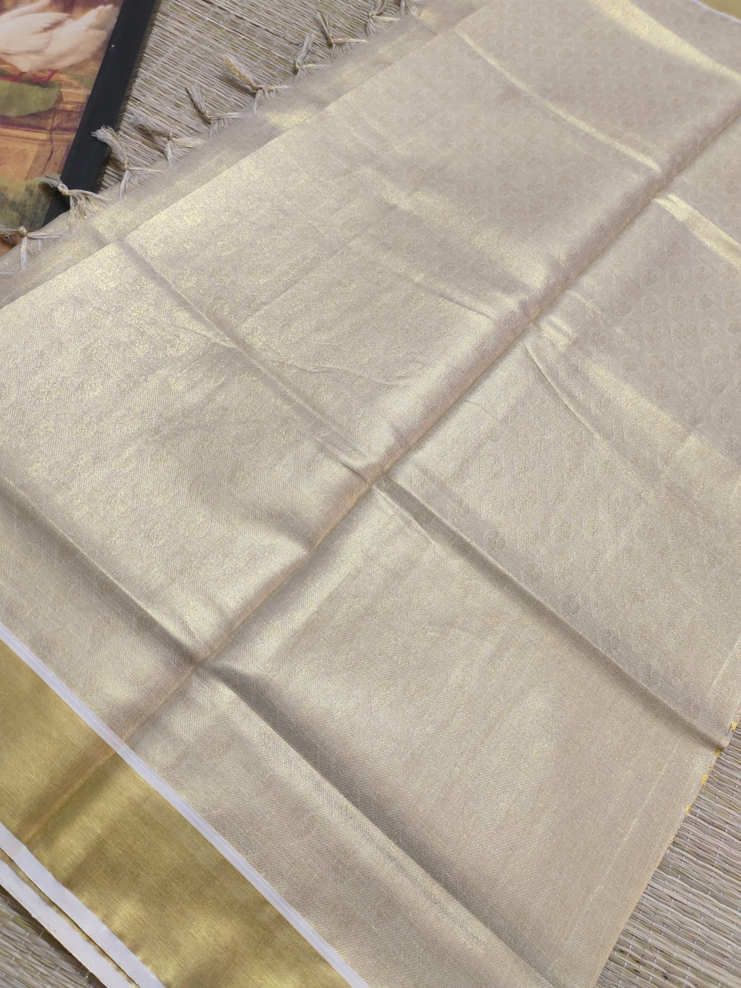 Premium Kanjivaram Inspired Gold Tissue Bridal Saree