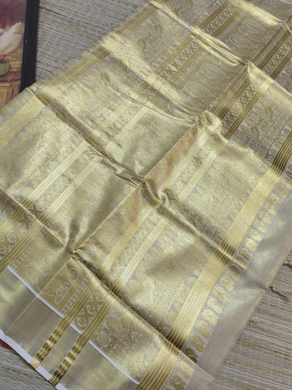 Premium Kanjivaram Inspired Gold Tissue Bridal Saree