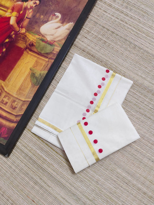 Green Purple Kasavu Saree